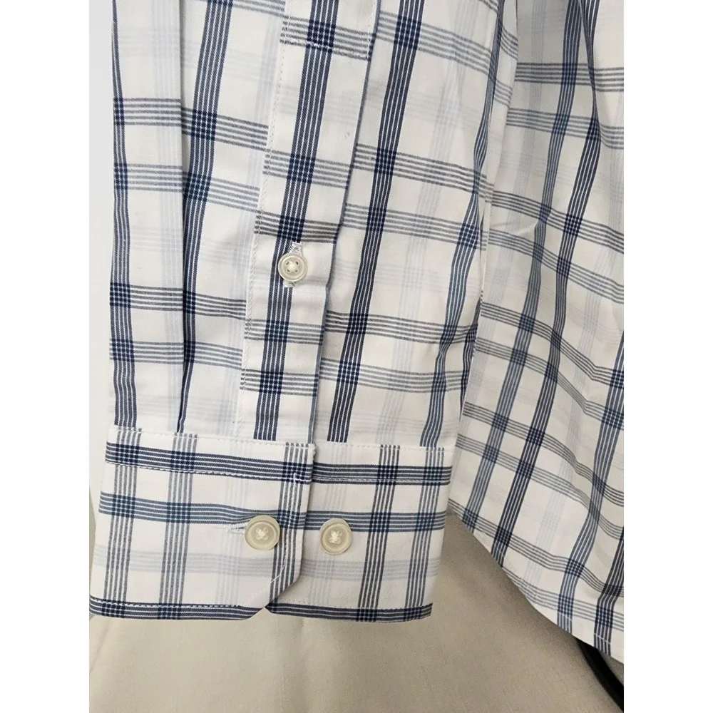 Banana Republic Mens Athletic Fit Blue White‎ Plaid Shirt Large NWT